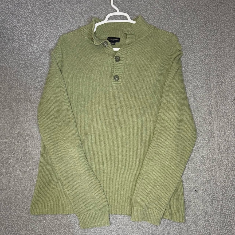 Banana Republic Sweater Green Knitted Size Extra Large Mens